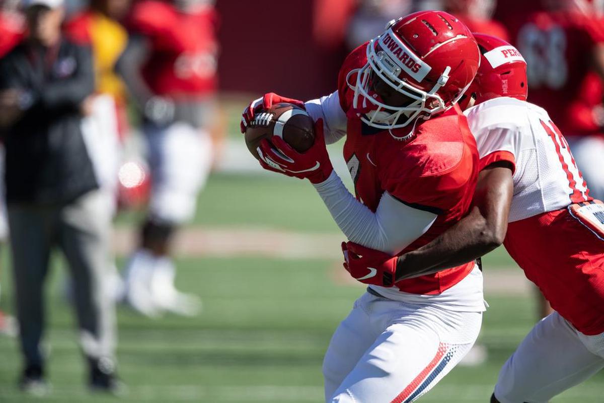 Fresno State wideout Emoryie Edwards had a strong spring, but after missing the 2018 season with a foot injury suffered another one over the summer. He made his Bulldogs’ debut in a 30-17 victory at New Mexico State, catching eight passes for 70 yards.