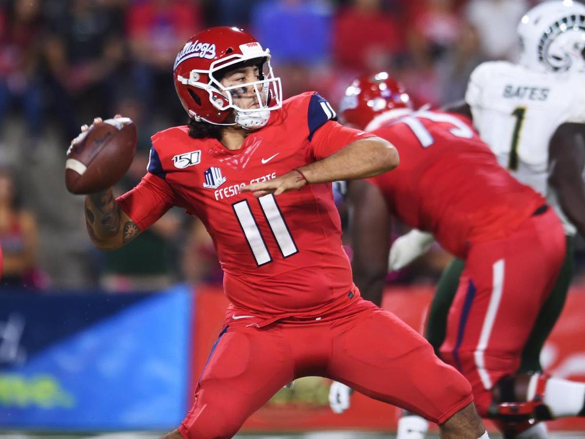 Fresno State quarterback Jorge Reyna is one of 17 seniors and one fourth-year junior who will be playing their final games in Bulldog Stadium when the ‘Dogs take on the Nevada Wolf Pack Saturday Nov. 23, 2019.