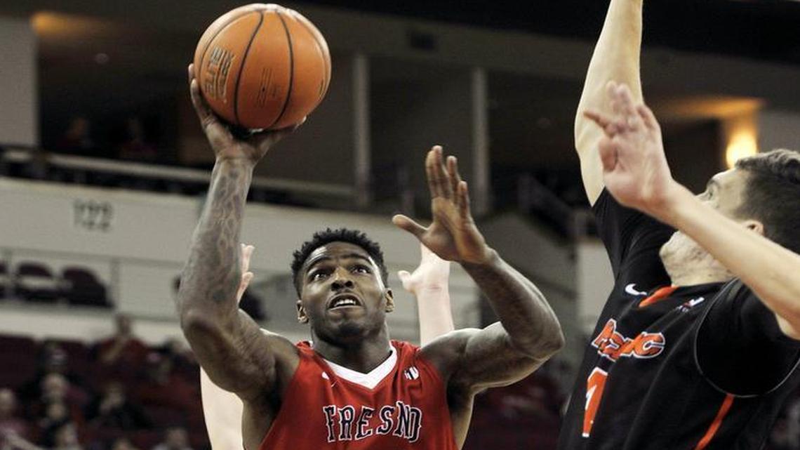 Fresno State’s Torren Jones, going up against Pacific’s Tonko Vuko on Dec. 12, 2015, started his Bulldogs career with a bang – posting back-to-back double-doubles. However, his status waned during throughout conference season and coach Rodney Terry announced Friday, April 22, 2016, that Jones has been dismissed from the team.
