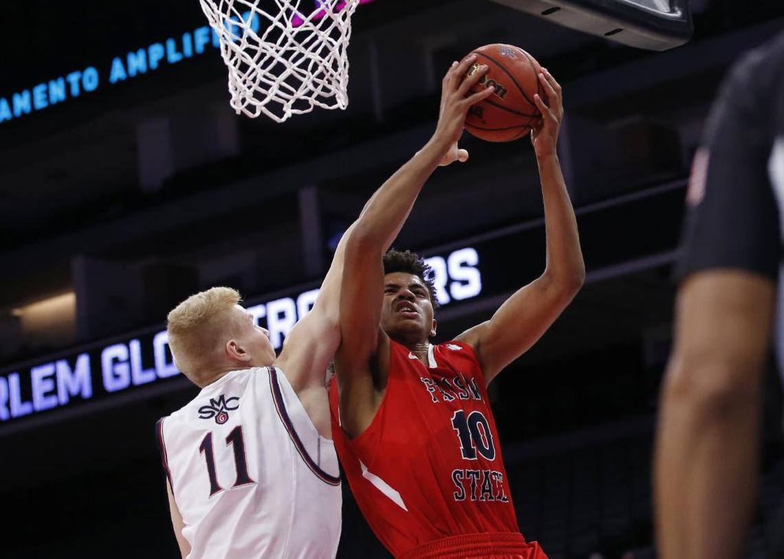 Fresno State forward Orlando Robinson scored 11 points with nine rebounds and two assists in just 23 minutes in the Bulldogs’ 95-64 rout of IUPUI Friday Dec. 20, 2019 at the Save Mart Center.