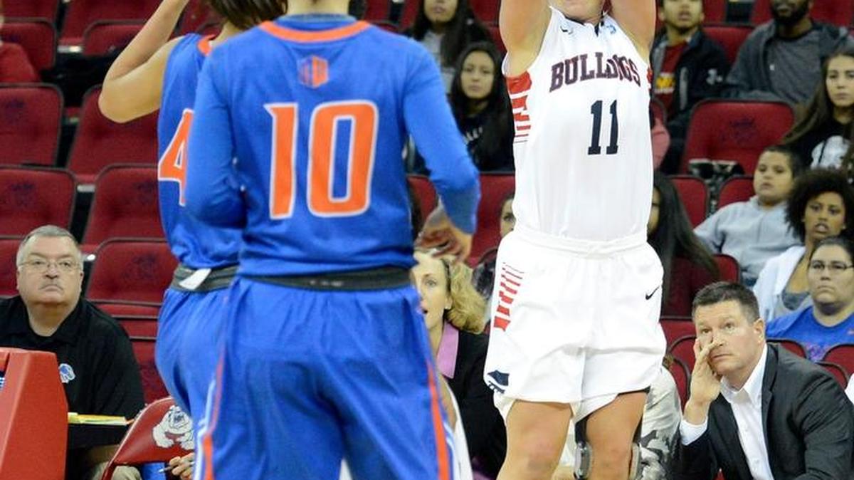 Fresno State’s Alex Furr, shoots a three-pointer in their 62-57 win over Boise State last Saturday at Save Mart Center. Furr and the Bulldogs put their undefeated conference record on the line when they play at San Jose State at 2 p.m. Saturday.