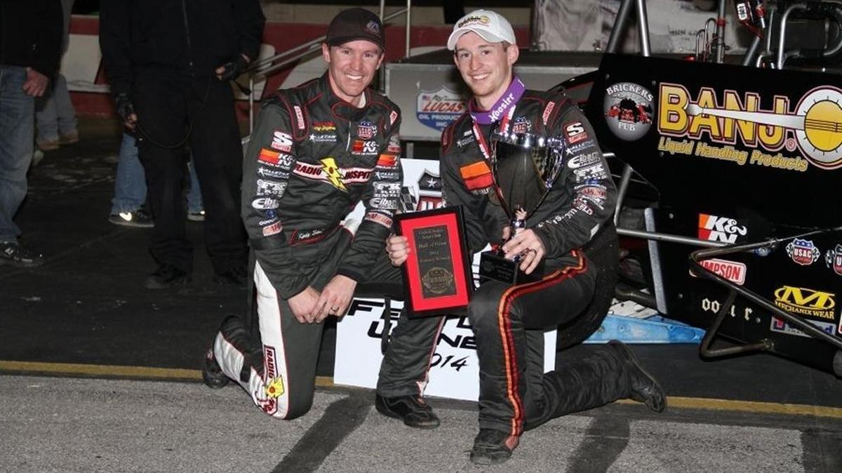 
Kody Swanson, left with his brother Tanner after a 1-2 finish in a USAC Silver Crown race earlier this year. Kody Swanson clinched his second straight national championship on Saturday night in Ohio.
