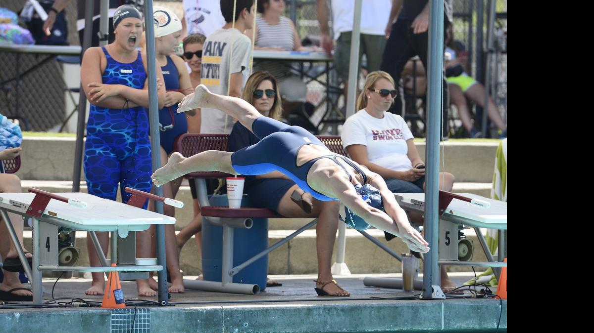 
Claire Tuggle, 11, of Oakhurst begins her race in the 400-meter freestyle at a Central California Swimming Junior Olympics swim meet at Clovis West Thursday, July 23, 2015. Tuggle has set 5 National Age Group swimming records for 10-and-unders, breaking records held by current Olympians.
