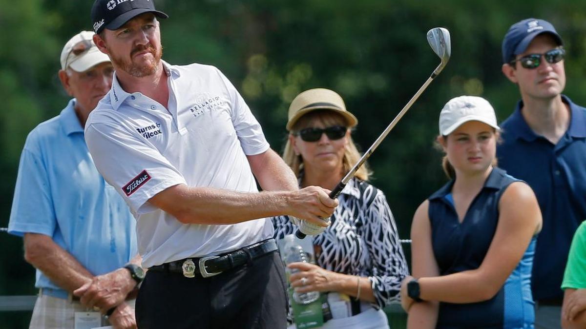 Jimmy Walker watches his chip shot to the third green during the first round of the PGA Championship at Baltusrol Golf Club in Springfield, N.J., Thursday, July 28, 2016.
