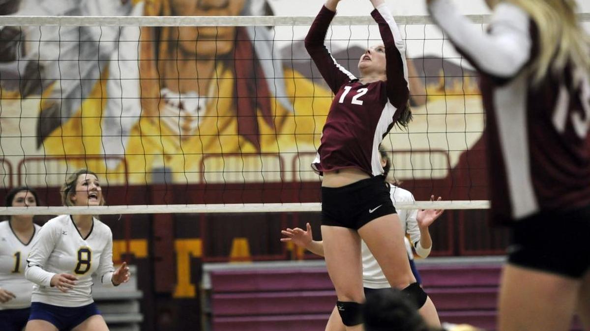 Hayly Day (No. 12) and Sierra High are part of a three-way tie for first place in the North Sequoia League girls volleyball race along with Liberty-Madera Ranchos and Yosemite.