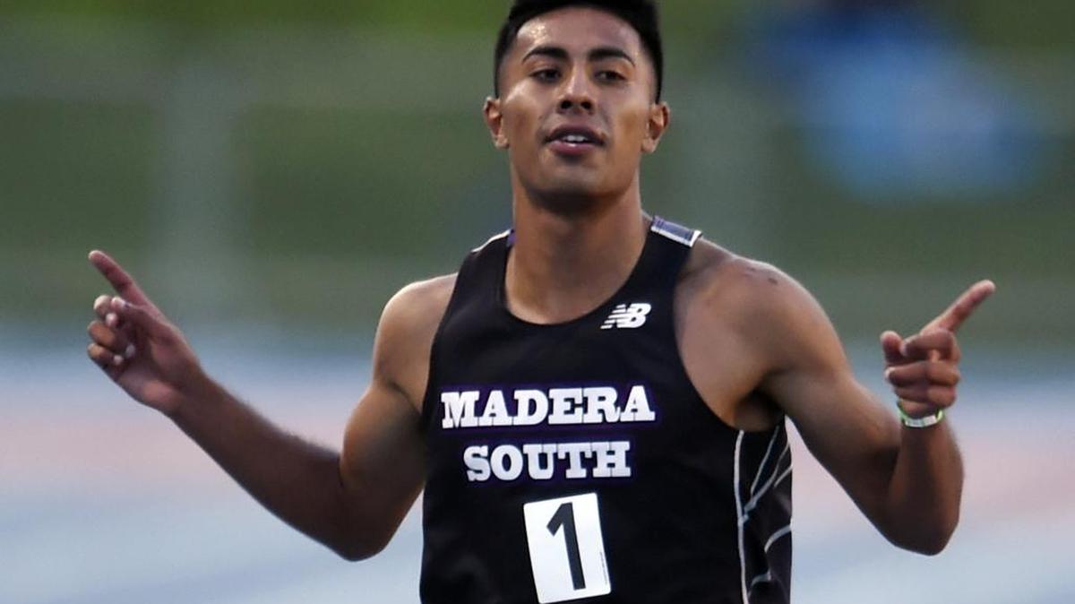 With two firsts (1600 and 3200) and a second (800) Madera South’s Eduardo Herrera led the Central Section Masters Track and Field Championships with 28 points.