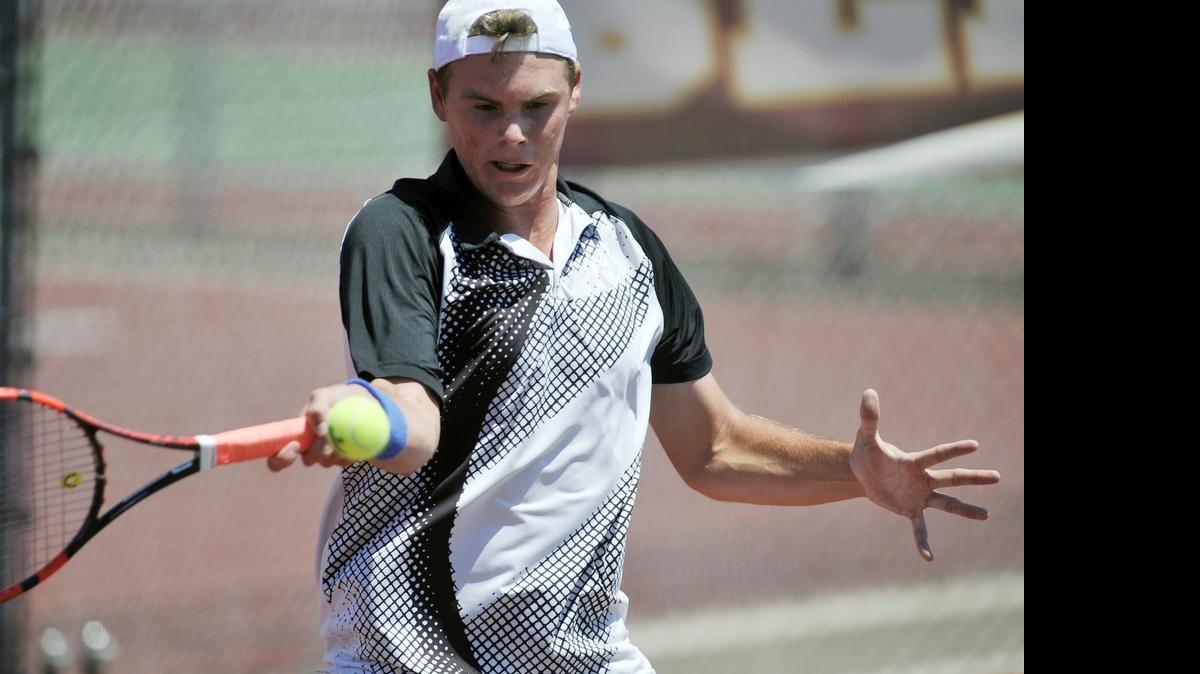 
Clovis North’s Daly Meinert made it two Central Section titles in his first two varsity seasons, as the top-seeded sophomore repeated Saturday with a 6-1, 6-3 win over over Bullard's Viran Batth in the championship final at Clovis West.
