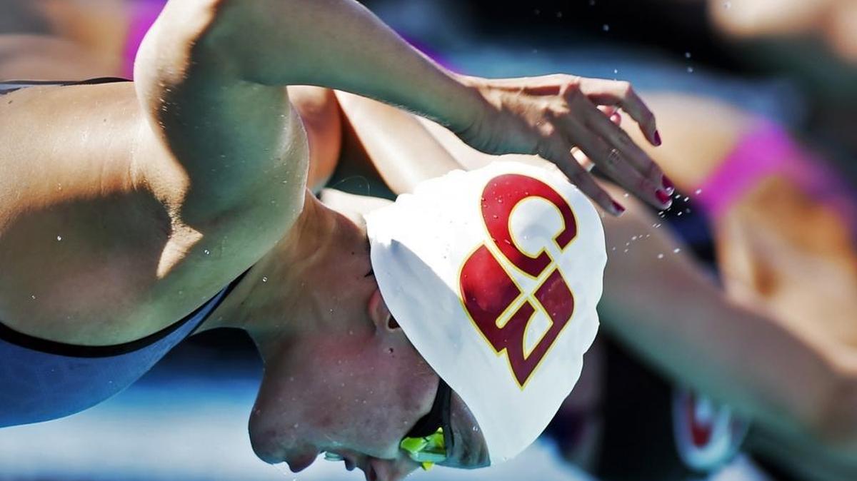 Clovis West High’s Abby Samansky painted her fingers pink for the CIF State Swimming & Diving Championships this weekend in part to honor her late sister. Samansky was 4 when she saw then-7-year-old Alyssa hit and killed by a truck.