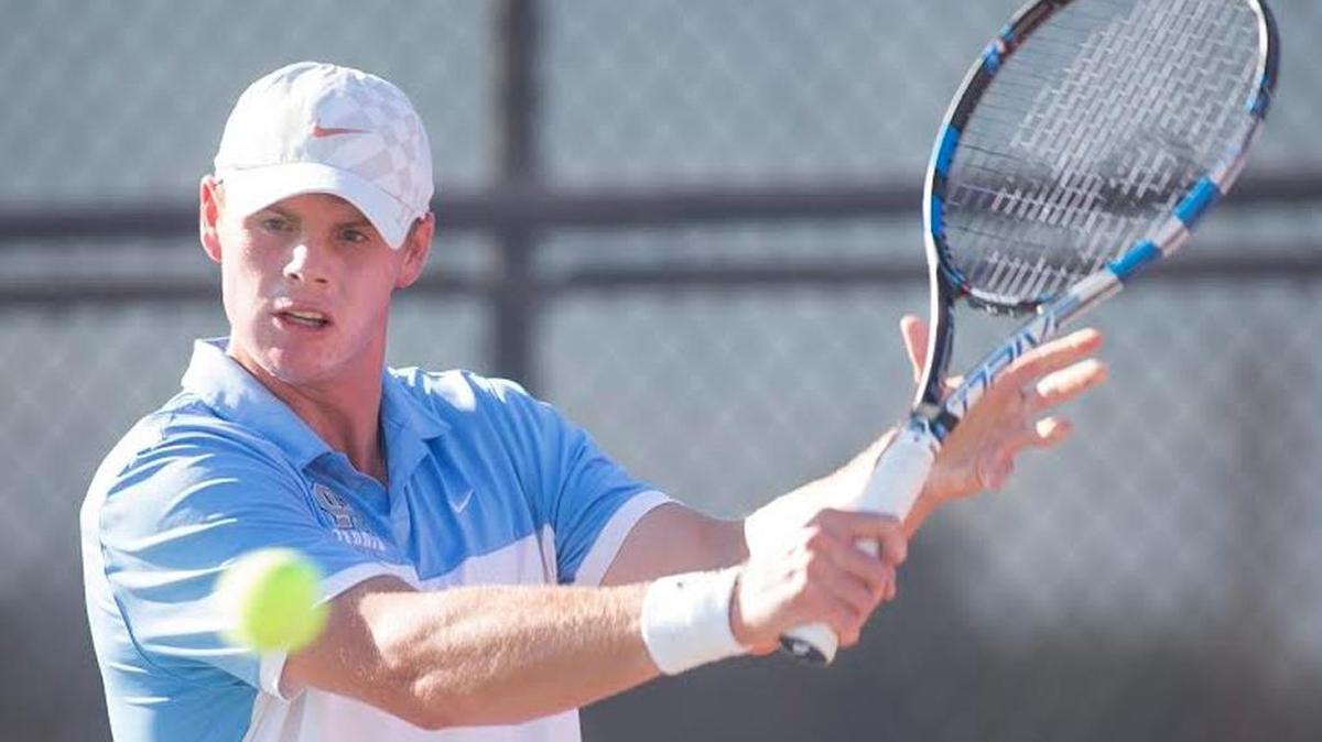 Daly Meinert of Clovis North zeroes in on a shot against Dylan Simonsen of Garces during the Central Section Individual Championship at Wasco High on Saturday, May 21, 2016.