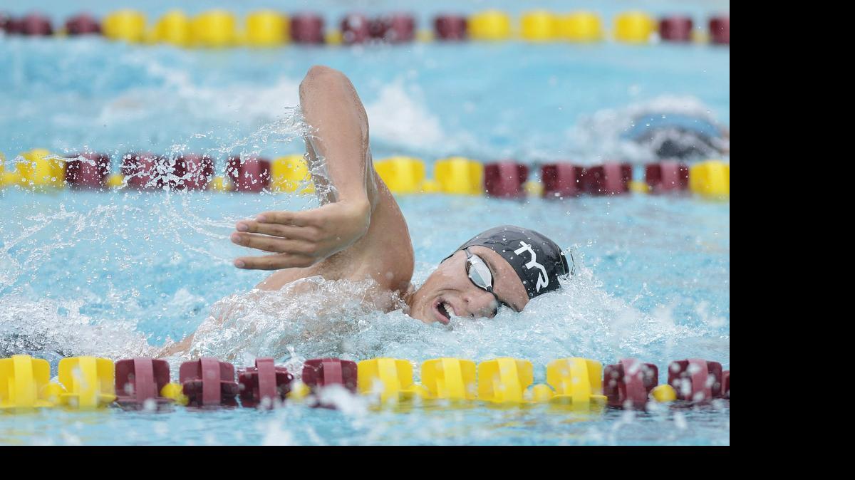 
Erik Overstreet of Bullard High swims in his 200-yard freestyle preliminary at the CIF State Swimming and Diving Championships on Friday at Clovis West High. Overstreet qualified for the A final at the inaugural state meet with a time of 1:39.83.
