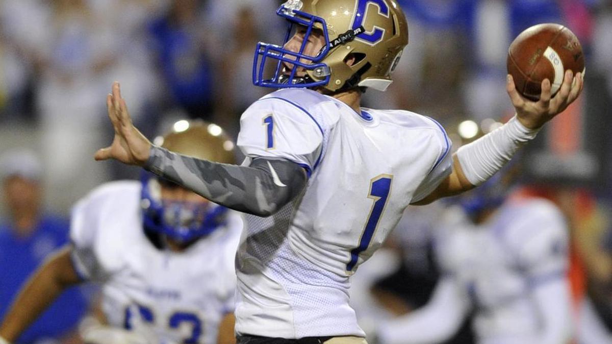 Clovis High quarterback Sean Kuenzinger lets it fly in Friday’s victory.