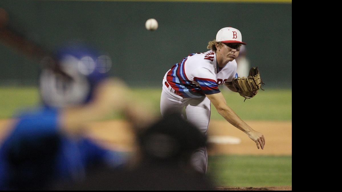 
Buchanan’s Conner Loeprich delivered on the mound during the Bears’ 15-1 victory over Clovis on Saturday.
