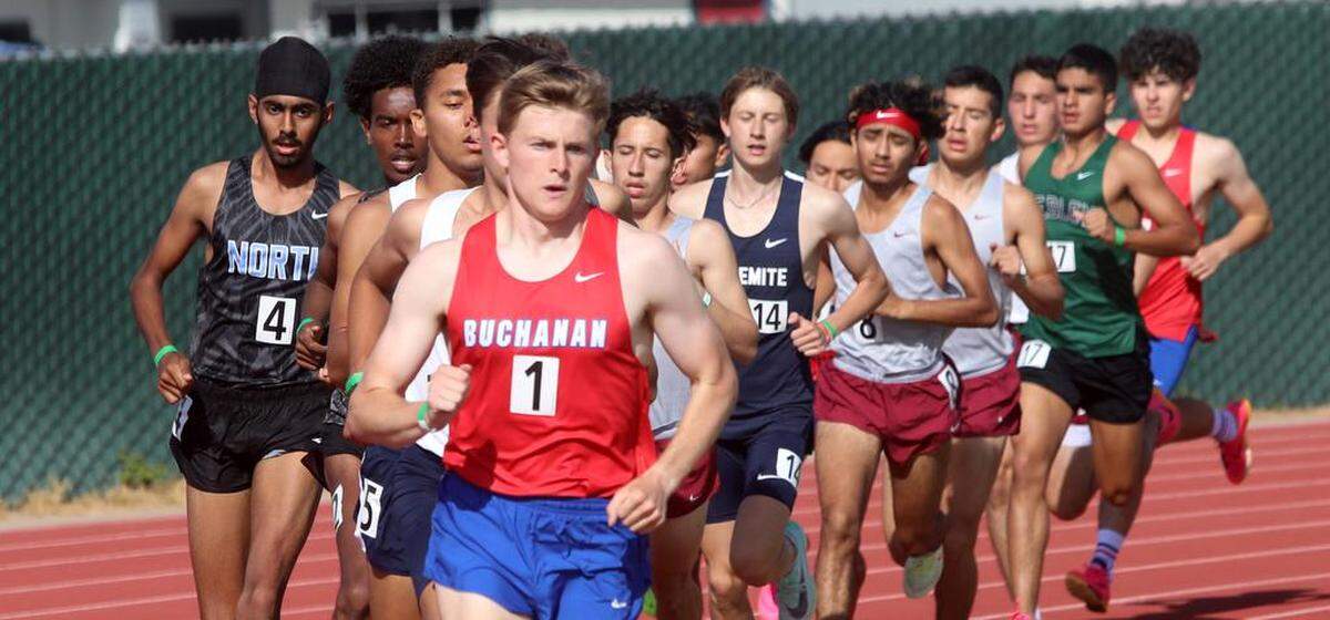 Buchanan High senior Zach Weaver won the boys 1,600-meter race with a time of 4:15.85 at the Sanger Metric Classic on April 21, 2023.