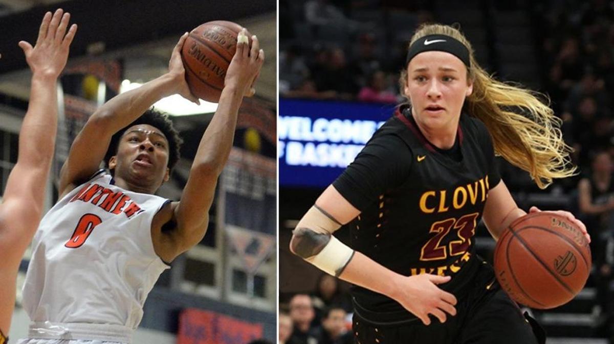 San Joaquin Memorial’s Lunden Taylor, left, and Clovis West’s Madison Campbell are leaders on the No. 1 boys and girls high school basketball teams in The Bee’s first Central Section rankings.