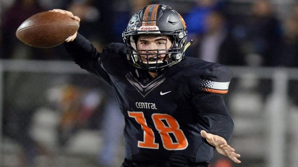 Quarterback Trent Tompkins, right, leads top-seeded Central into a Central Section Division I semifinal against No. 4 Clovis West on Friday.