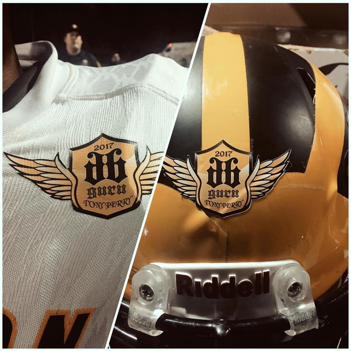 Edison High, along with many other teams in the Central Section, wore “DB Guru” patches Friday to honor longtime Tigers assistant Tony Perry. Perry, who passed away Nov. 11, 2017, helped many players earn college football scholarships over the years, and taught them the technique needed to continue to excel at the sport beyond high school.