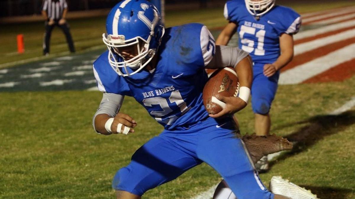 Imanol Arredondo, scoring last week against Firebaugh, had three touchdowns Friday night for Caruthers in its South regional playoff game at Orange.