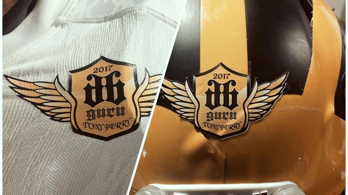 Edison High, along with many others teams in the Central Section, wore “DB Guru” patches Friday to honor longtime Edison assistant coach Tony Perry. Perry, who died Nov. 11, 2017, helped many players earn college football scholarships over the years, and taught them the technique needed to continue to excel at the sport beyond high school.