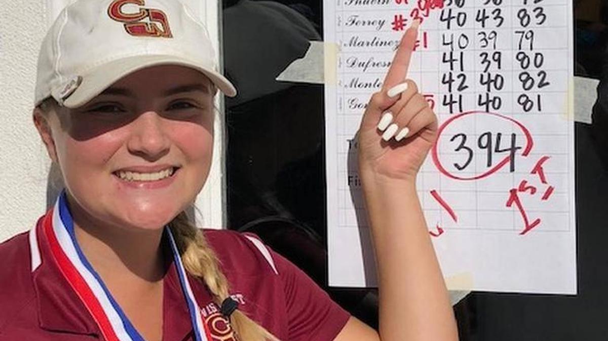 Claire Shubin, seen at the Tri-River Athletic Conference girls golf championship, won the Central Section North Area meet on Monday, Oct. 22.