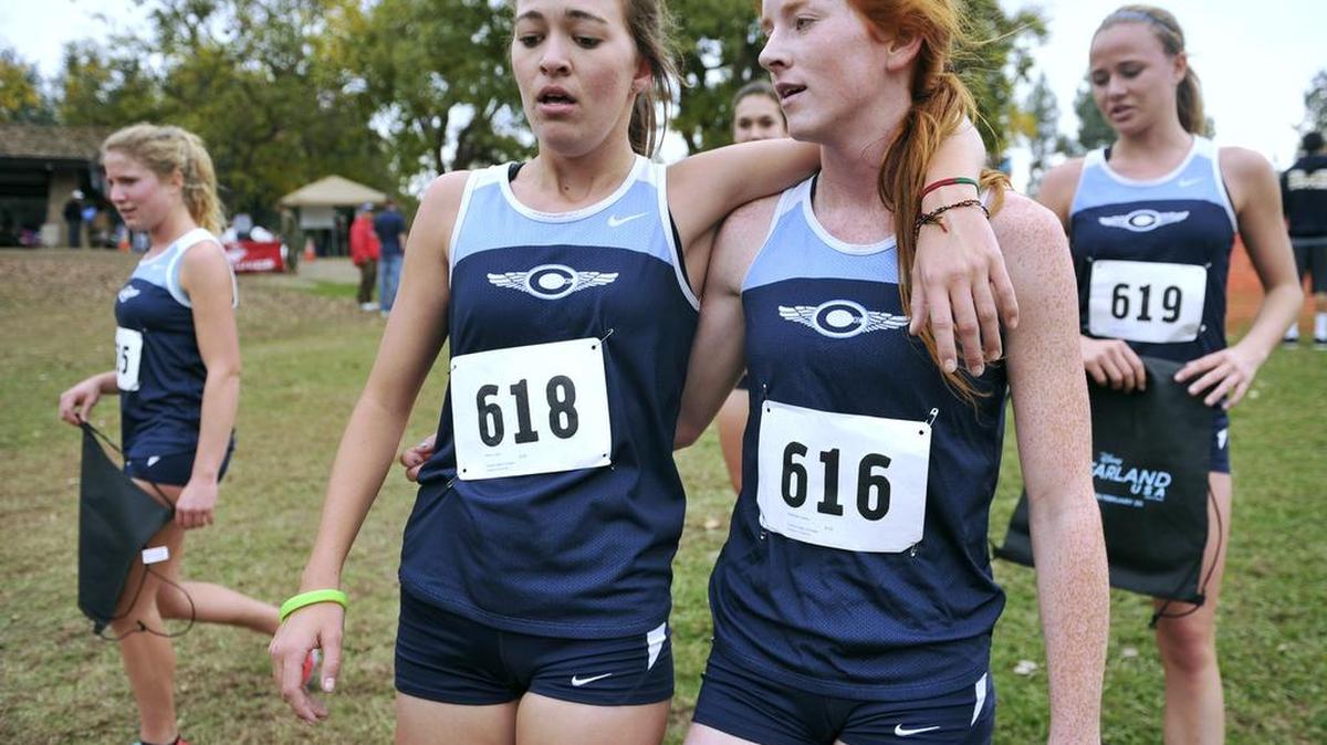 
Jadyn Wilson, left, and Gabby Satterlee, right, return for a Central Valley Christian girls cross country team coming off Central Section and state Division IV championships.
