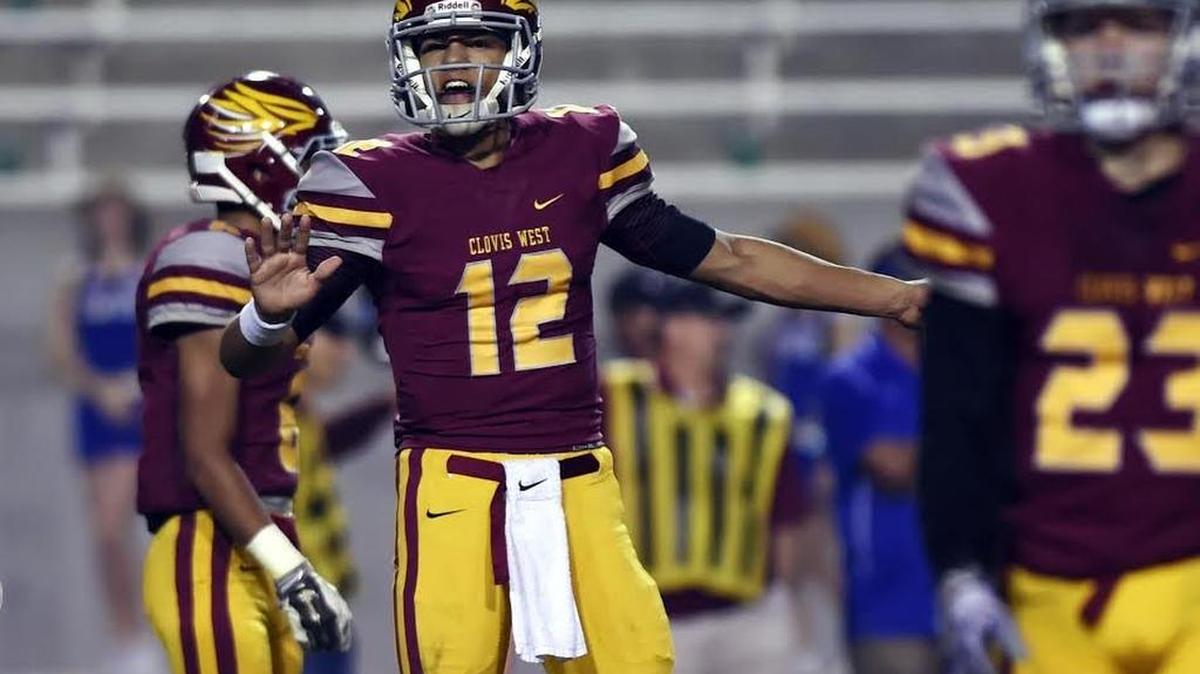 Clovis West quarterback Adrian Martinez, shown here in a file photo, is expected to miss the entire season with a shoulder injury. He also announced he’ll leave high school after the fall semester to enroll at Tennessee by the spring.