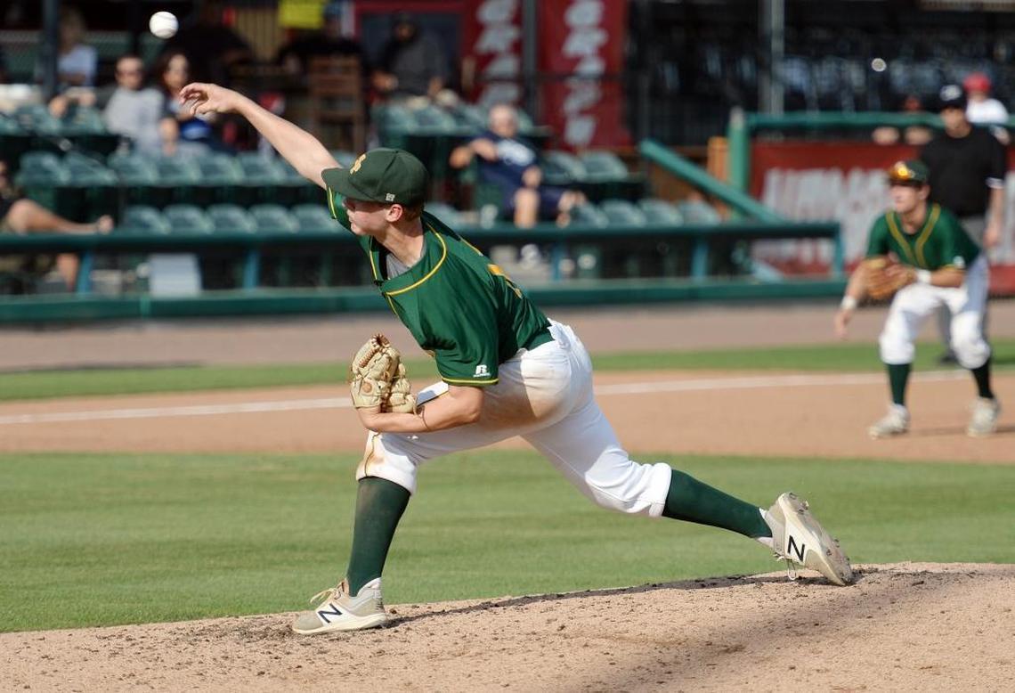 Sierra Pacific’s Will Springer is the 2017 East Sequoia League MVP. The Golden Bears went on to win the Central Section Division V championship, beating Central Valley Chrsitan 3-0.