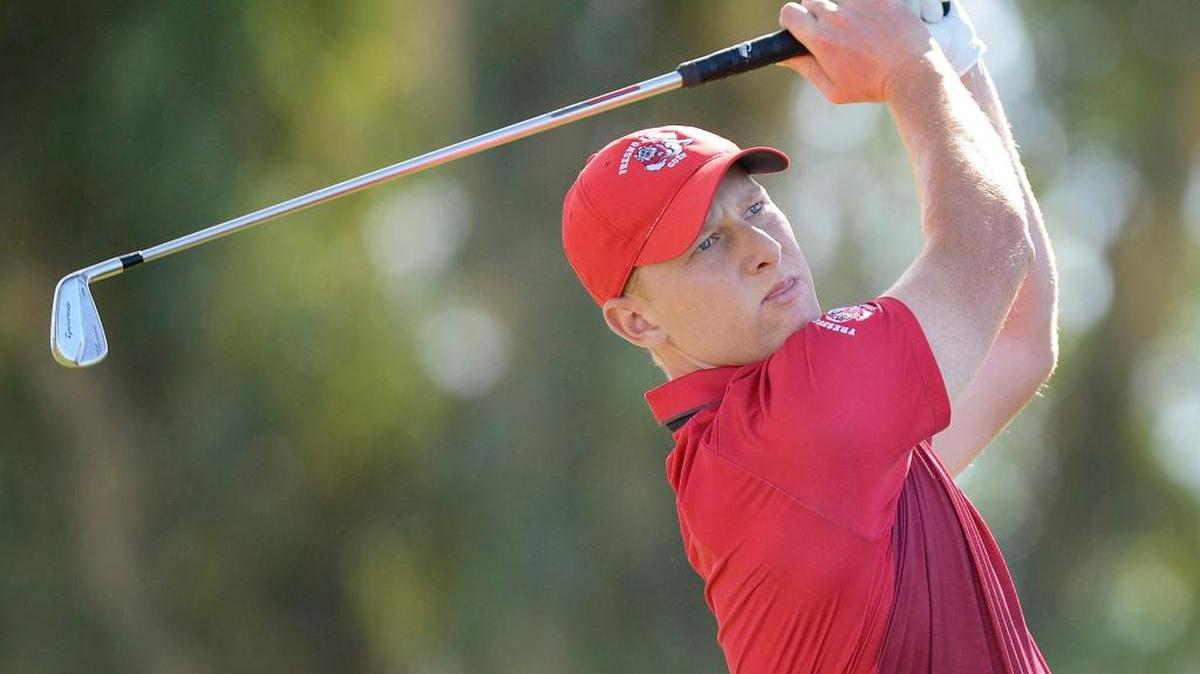 
Fresno State golfer Trevor Clayton watches his tee shot on the seventh hole during the second annual Nick Watney Invitational golf tournament on Oct. 5, 2015, at Fort Washington Country Club.
