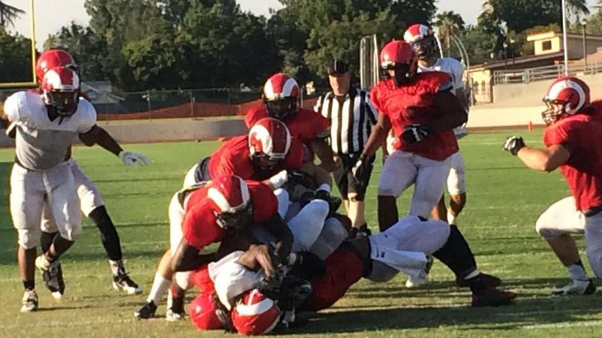 
Fresno City College football held its annual red/white scrimmage at Ratcliffe Stadium on Saturday.
