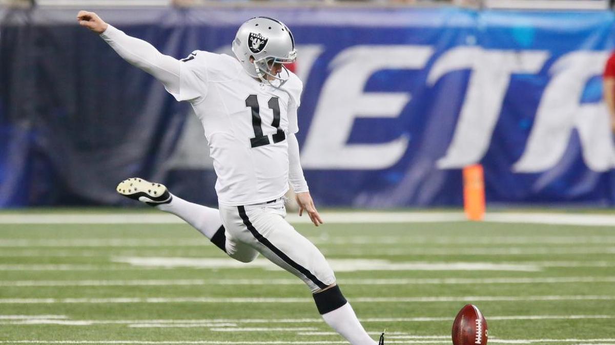 Kicker Sebastian Janikowski is the most recent kicker taken in the first round, going 17th overall to the Raiders in 2000. ... Janikowski kicks off during an NFL football game against the Detroit Lions Sunday, Nov. 22, 2015, in Detroit.