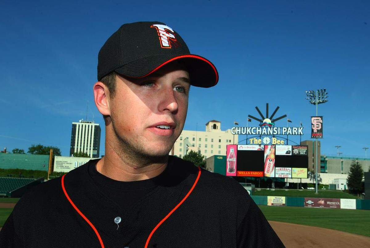 Buster Posey during 2010 media day at Chukchansi Park.