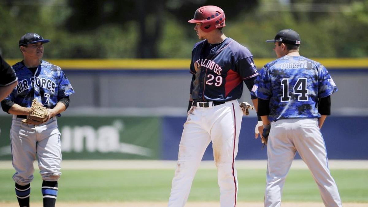 Aaron Judge towers over opponents in a game for 2013 game for Fresno State against Air Force.
