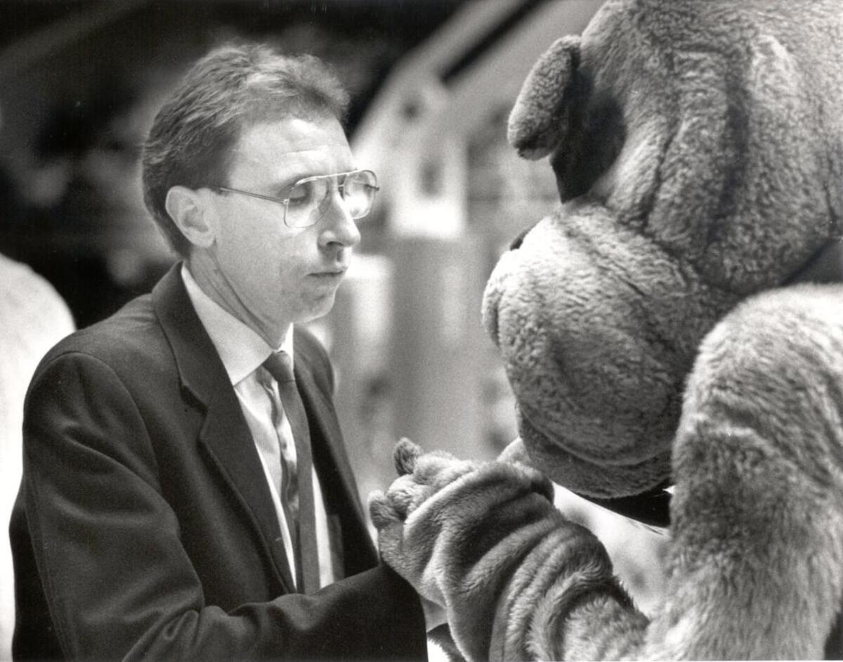 Even the Fresno State mascot couldn’t cheer up a dejected Ron Adams after a loss.