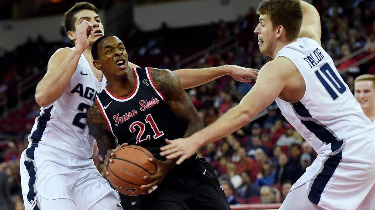 Fresno State guard Deshon Taylor hit 6 of 13 shots in scoring 23 points in the Bulldogs’ 95-86 loss at New Mexico on Saturday, March 3, 2018. The loss puts the Bulldogs into a No. 4 seed next week at the Mountain West Conference Tournament.