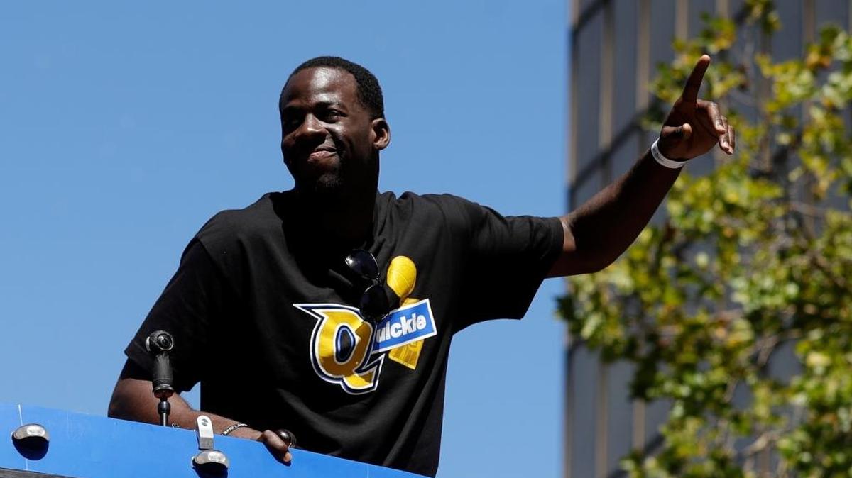Golden State star Draymond Green made a statement via his T-shirt of choice during a parade and rally Thursday, June 15, 2017, to celebrate the Warriors’ NBA championship.