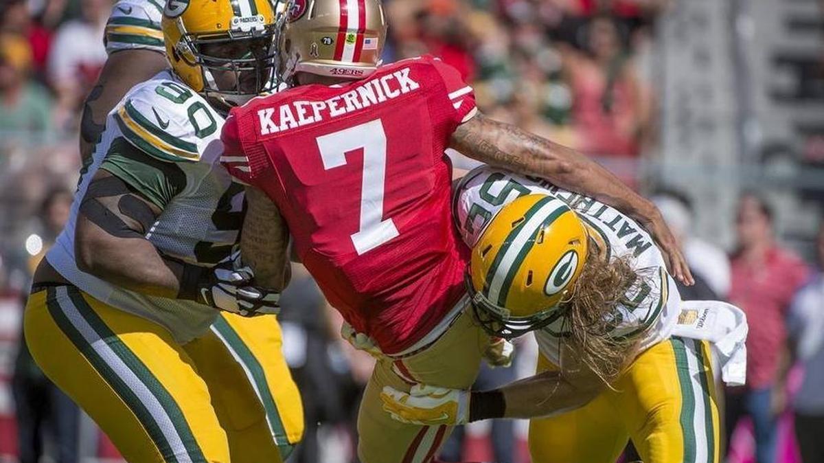 Colin Kaepernick said his shoulder injury occurred during the 49ers’ Week 4 loss to the Green Bay Packers