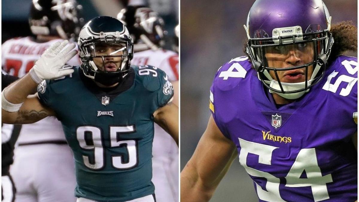 Mychal Kendricks, left, and Eric Kendricks, right, will see each other in the NFC championship on Sunday, Jan. 21, 2018, between the Philadelphia Eagles and Minnesota Vikings.