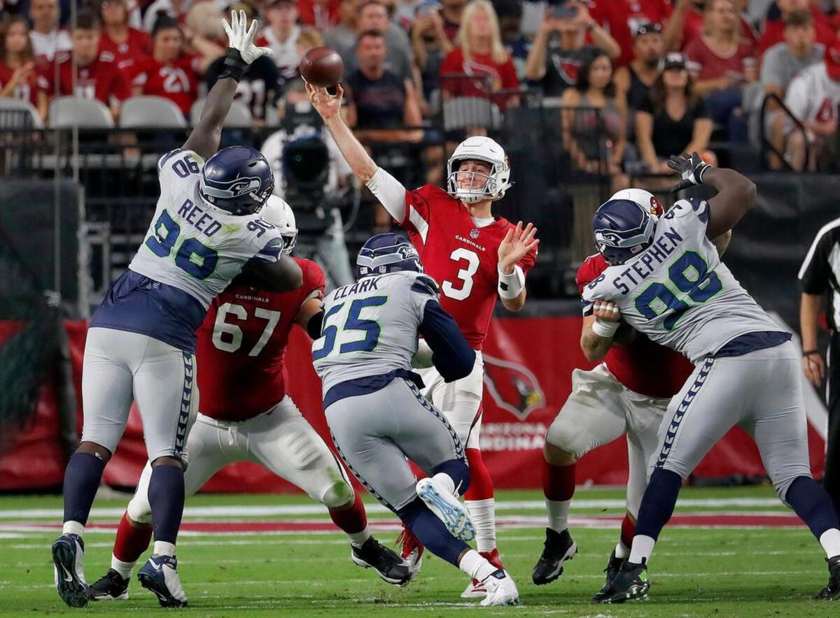 Arizona Cardinals quarterback Josh Rosen throws a pass against the Seattle Seahawks during a 20-17 loss.