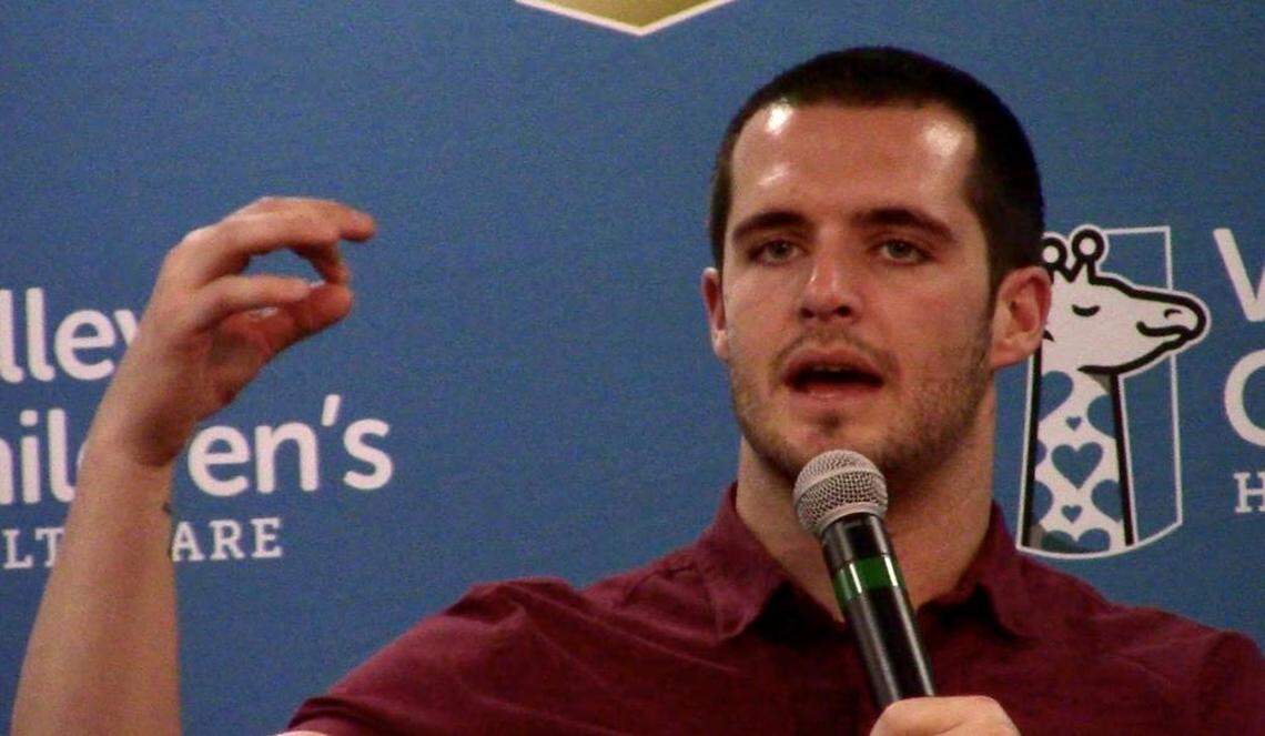 Oakland Raiders quarterback Derek Carr talks about football in the annual Inside the Huddle that took place at Valley Children’s Hospital in Madera, CA on Saturday, March 2, 2019.