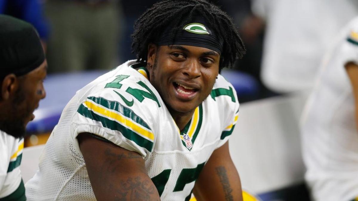 Green Bay Packers wide receiver Davante Adams is seen on the bench during the second half of an NFL football game against the Detroit Lions on Sunday, Jan. 1, 2017, in Detroit.