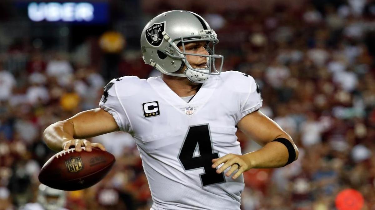 In Sunday’s loss at Washington, Oakland Raiders quarterback Derek Carr completed 19 of 31 for 118 yards and one touchdown to go along with two interceptions for a passer rating 52.9.