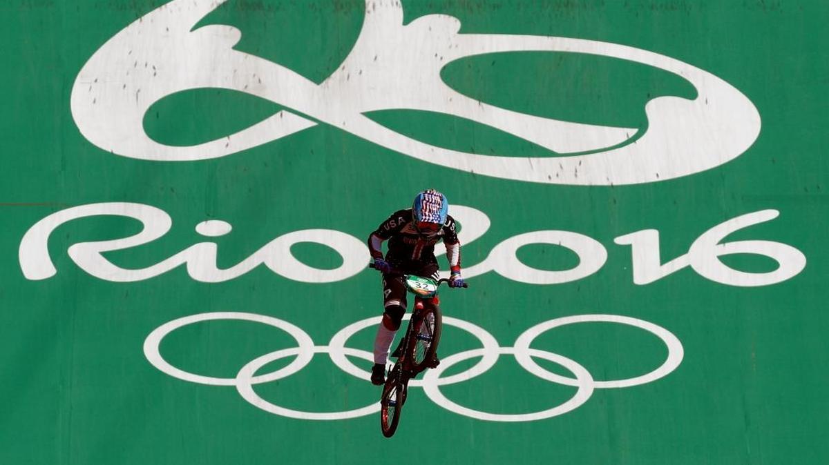 Brooke Crain of Visalia competes in the BMX women’s seeding run at the Summer Olympics in Rio de Janeiro, Brazil, Wednesday, Aug. 17, 2016.