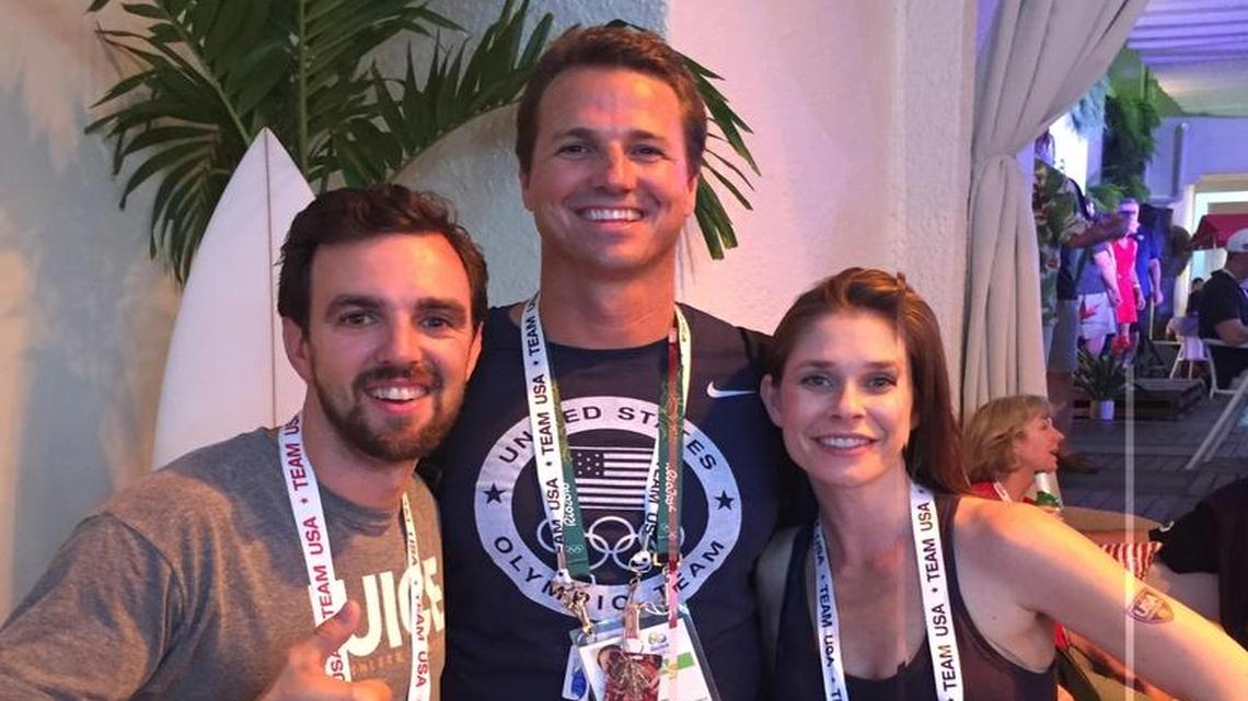 Clovis’ Tim Thackrey caught up with U.S. water polo coach and fellow Clovis West alum Dan Klatt and wife Natalie Lucinian-Klatt on Friday night at the Olympic Games in Rio de Janeiro.