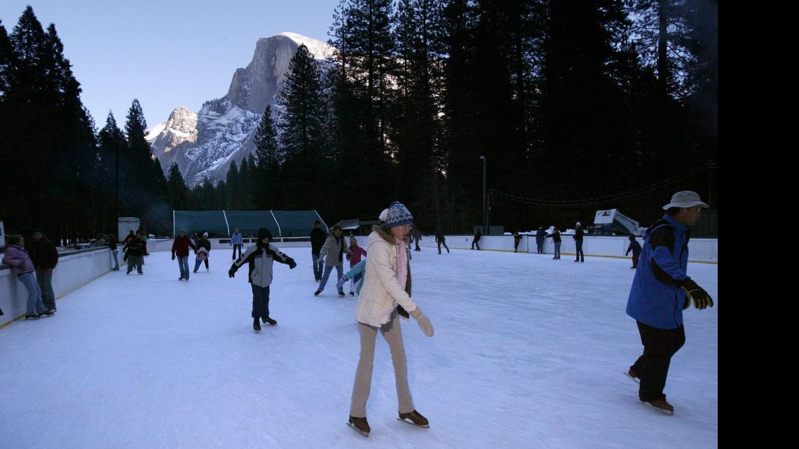 The ice rink at Curry Village. The village's name is scheduled to be changed to Half Dome Village.
