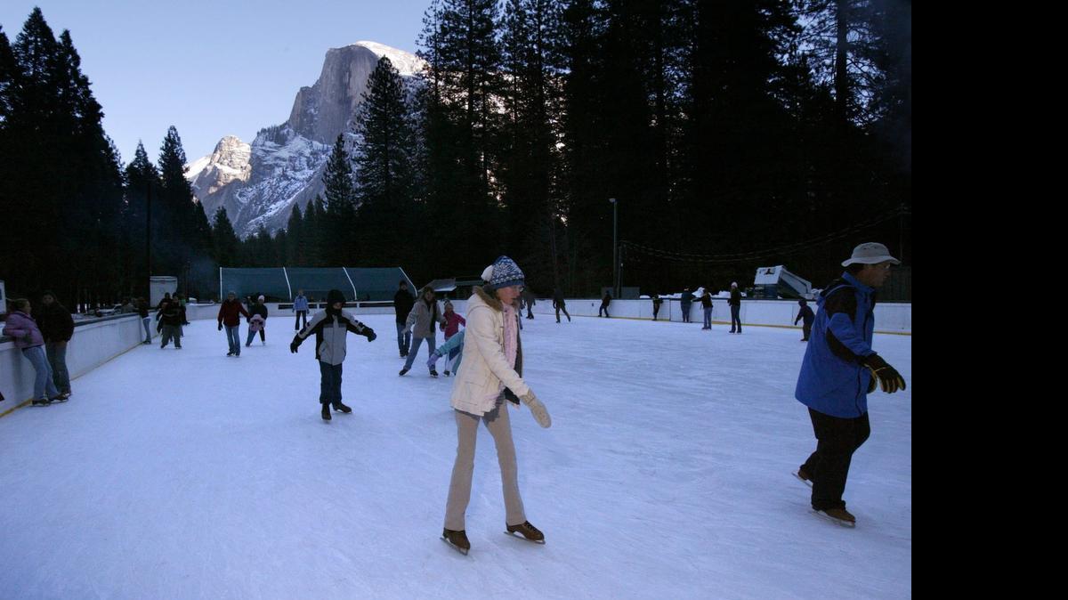 The ice rink at Curry Village. The village's name is scheduled to be changed to Half Dome Village.
