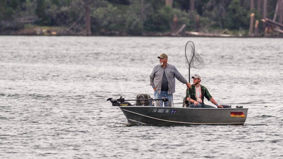 Anglers on the lake during the Bass Lake Fishing Derby.