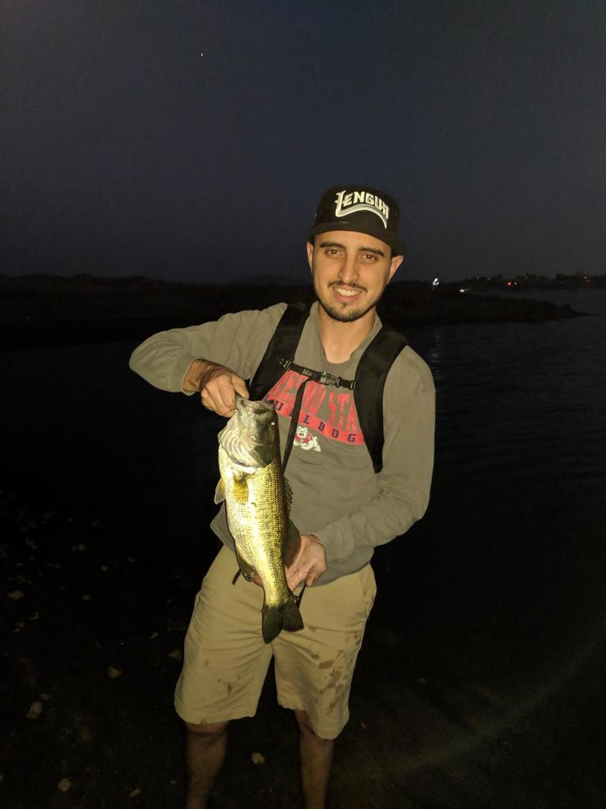 Joshua Allison caught this 3-pound, 18-inch bass on a buzz bait at Millerton Lake.