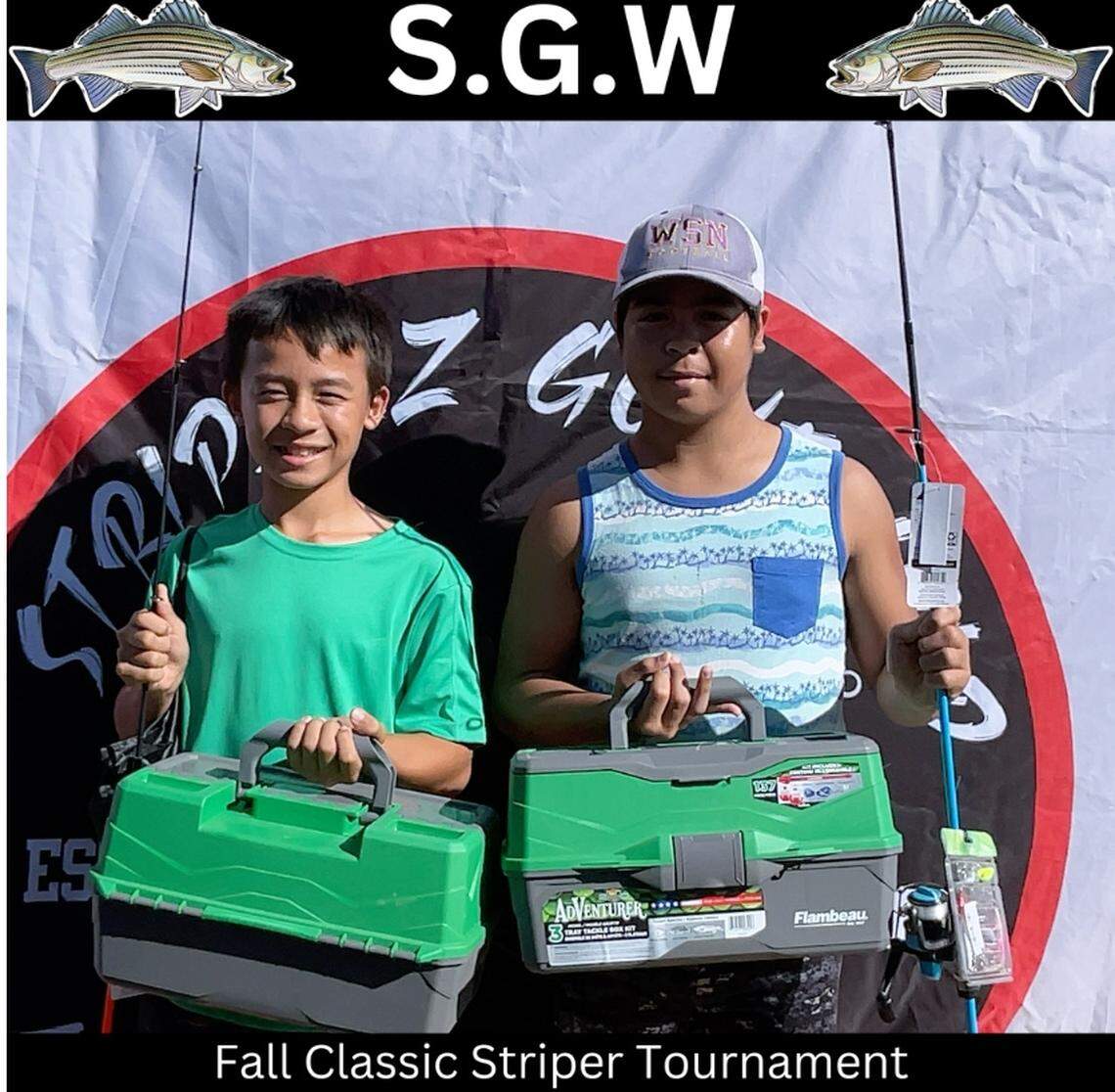 A few young anglers at the Striperz Gone Wild Fall Classic at the California Aqueduct took home future fishing gear along with memories.