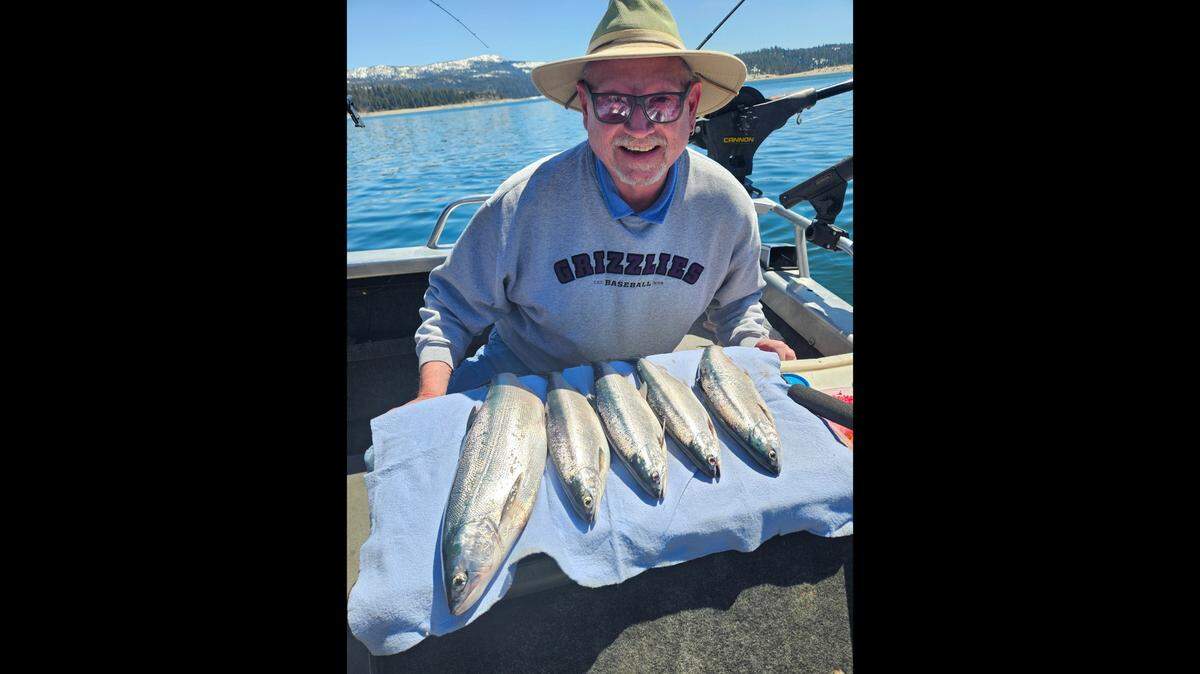 In this 2024 file photo, Jim Allen, from Coalinga, was very happy to pick up a limit of kokanee including an 18½ inch kokanee, which is quite rare this time of year.
