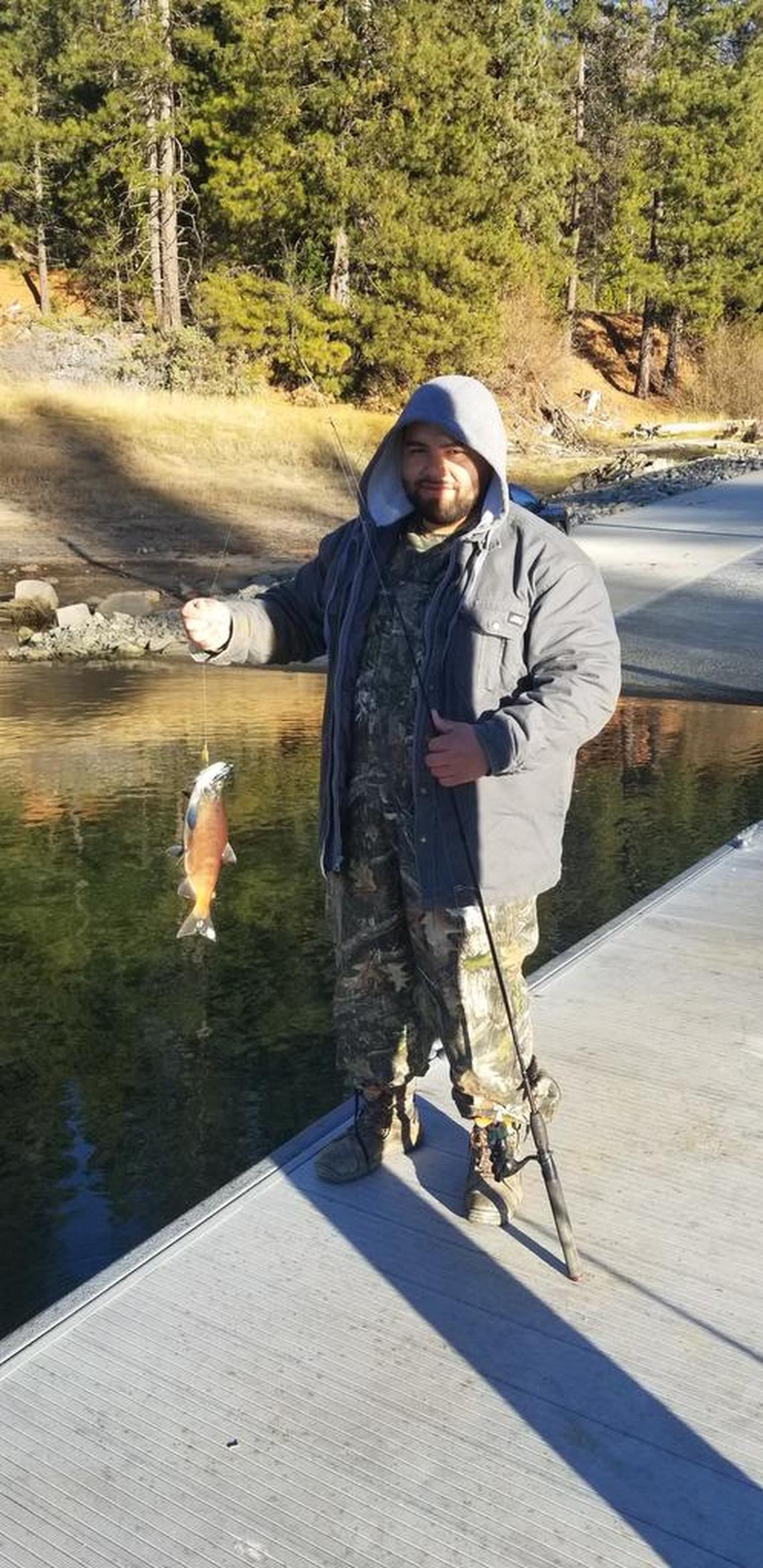 Aldo Moreno shows off a kokanee caught Dec. 15 at Shaver Lake.