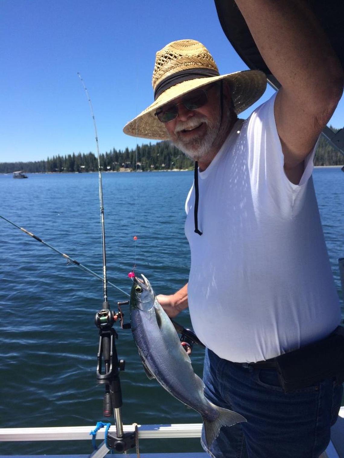 Barry Schwartz shows off a kokanee he caught Friday, June 22 at Shaver Lake. Fishing partner Timothy Tompsett reports: “The lake was delightful but the fishing was a little slow. We caught a couple small rainbows that we released. Barry Schwartz did catch two nice kokanee keepers. Both keepers were caught with Mack’s wedding ring pro spinner chartreuse.”